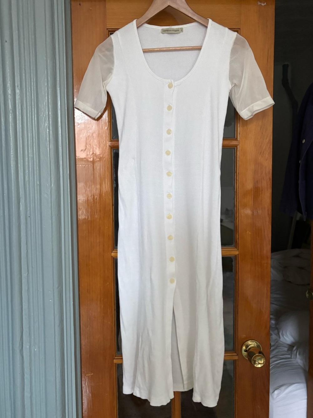 Comptoir Des Cotonniers Cream White Midi Button-Front Dress